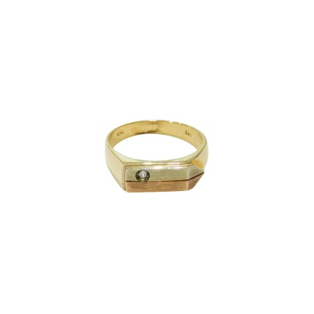 14K two-tone gold men’s ring with zircon
