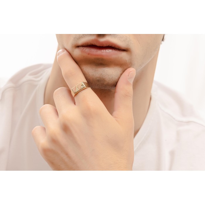 Δίχρωμο ανδρικό δαχτυλίδι 14Κ με ζιργκόν