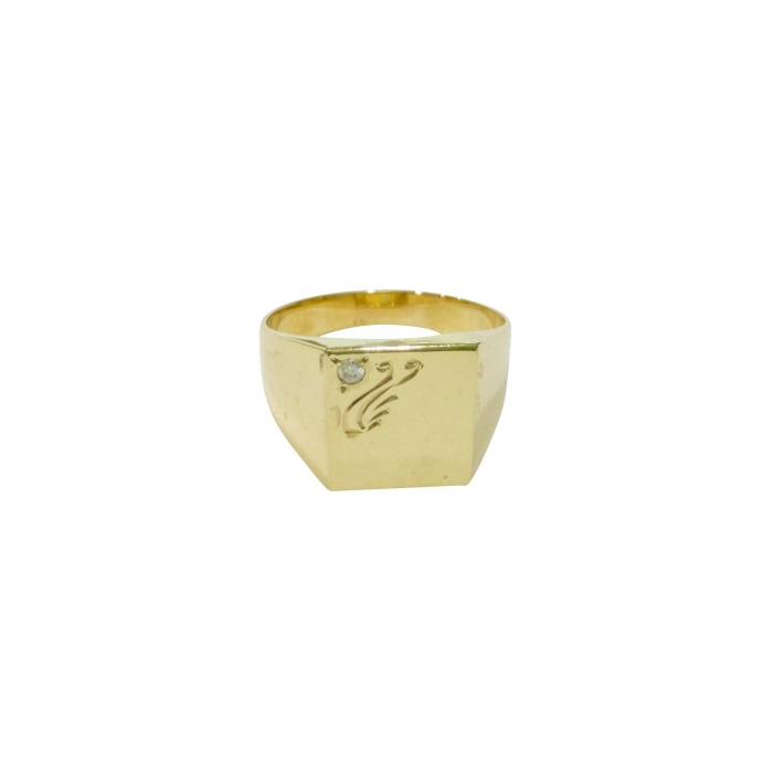 14K gold men’s ring with zircon stone