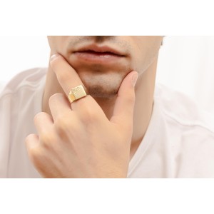 Χρυσό ανδρικό δαχτυλίδι 14Κ με ζιργκόν