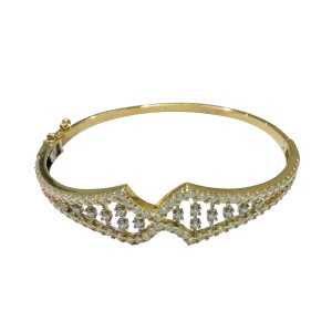 14K gold bangle bracelet with zircon
