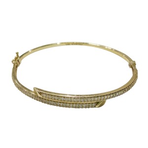 14K yellow gold bangle bracelet with zircon