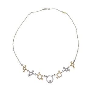 14K two-tone gold necklace with zircon stones