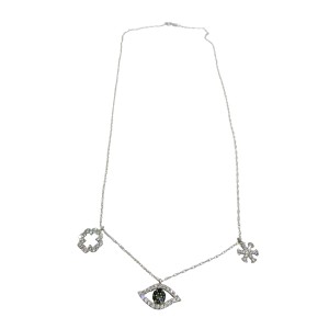14K white gold necklace with zircon stones