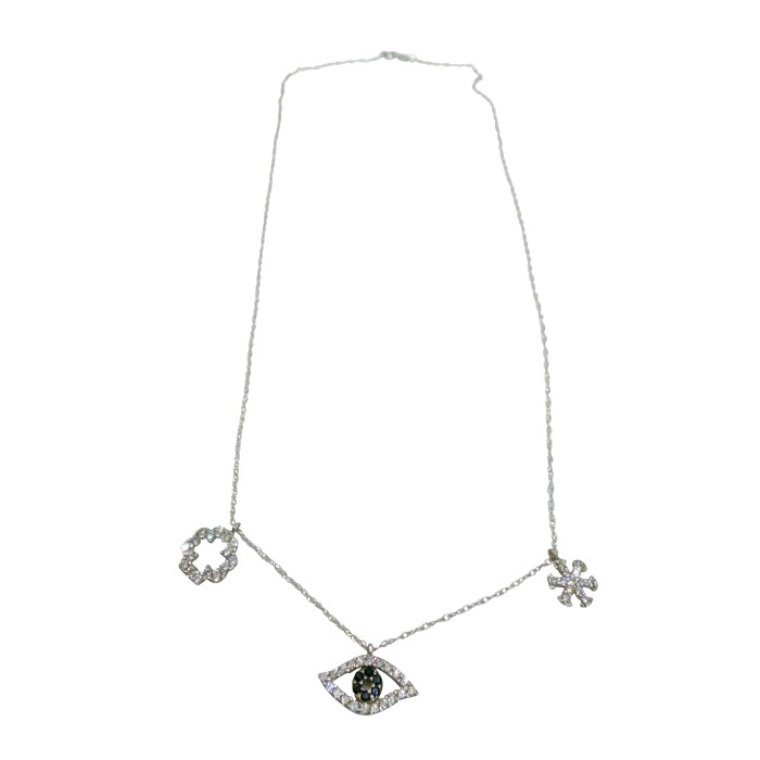 14K white gold necklace with zircon stones