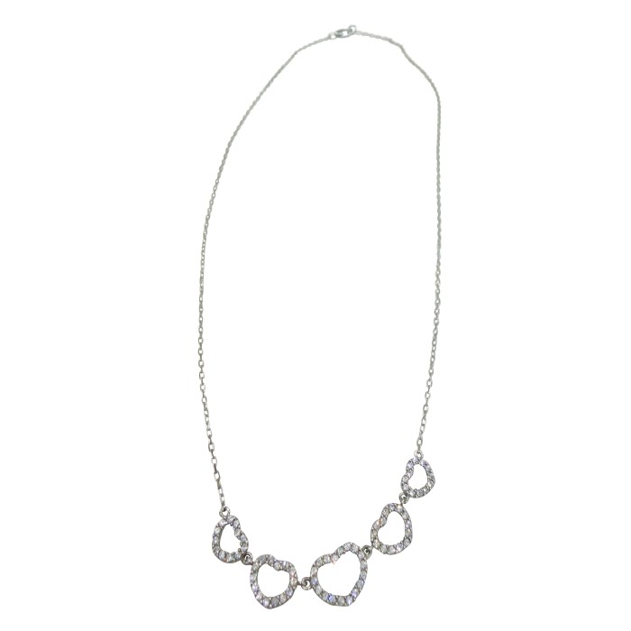 14K white gold necklace with zircon stones