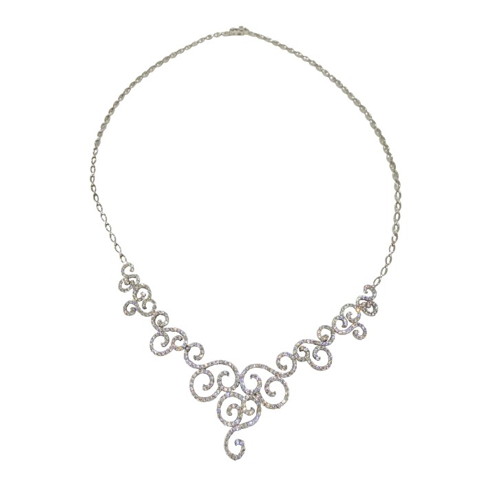 14K white gold necklace with zircon stones
