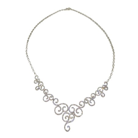 14K white gold necklace with zircon stones