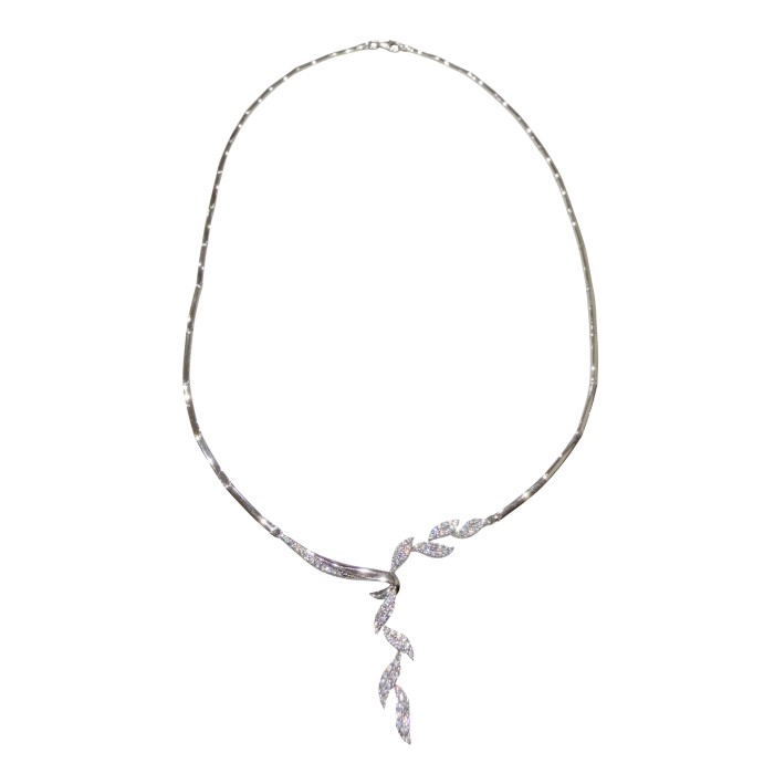 14K white gold necklace with zircon stones