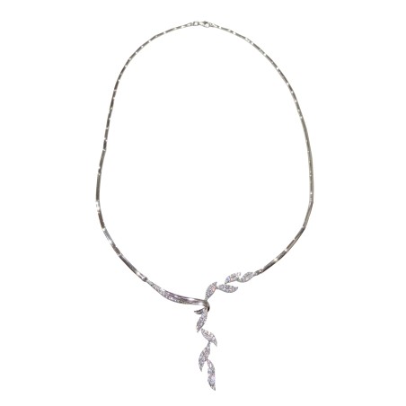 14K white gold necklace with zircon stones