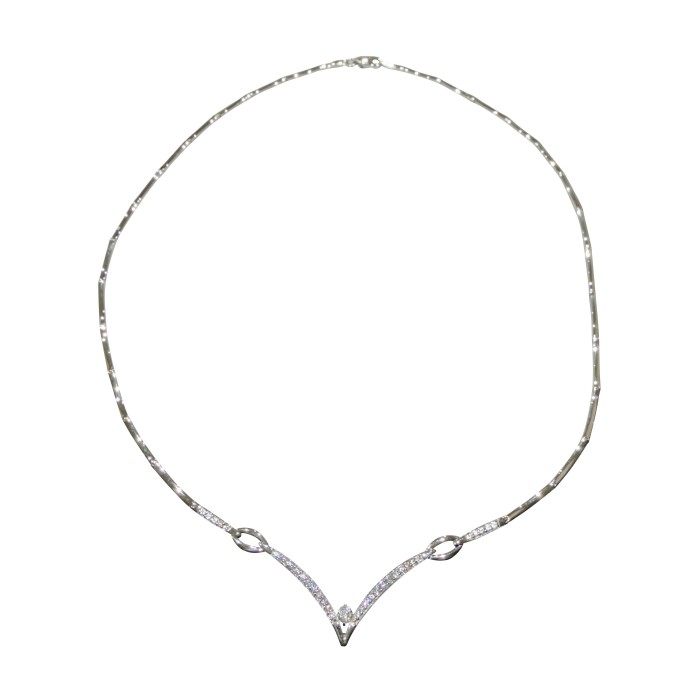 Λευκόχρυσο γυναικείο κολιέ 14Κ με ζιργκόν