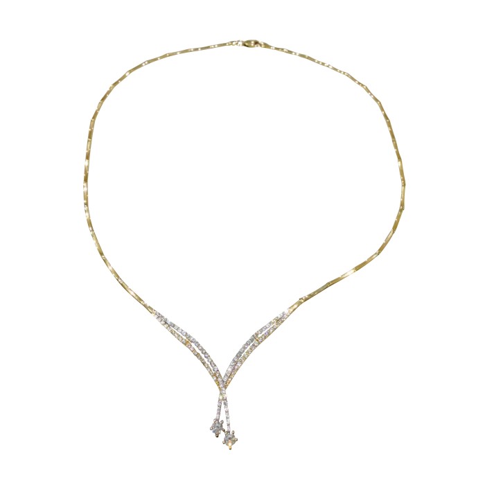 14K gold necklace with zircon stones