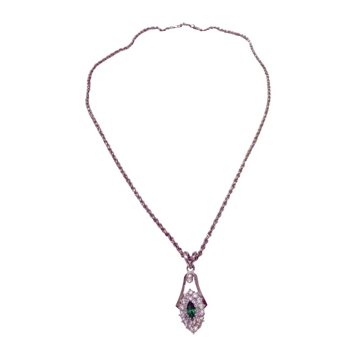 14K white gold necklace with zircon stones