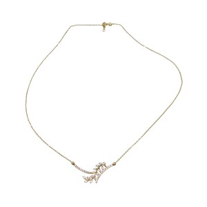 14K yellow gold necklace with zircon stones