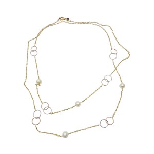 14K two-tone gold necklace with pearl