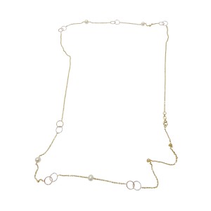 14K two-tone gold necklace with pearl