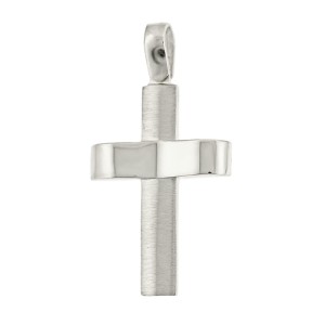 Λευκόχρυσος ανδρικός σταυρός 14Κ