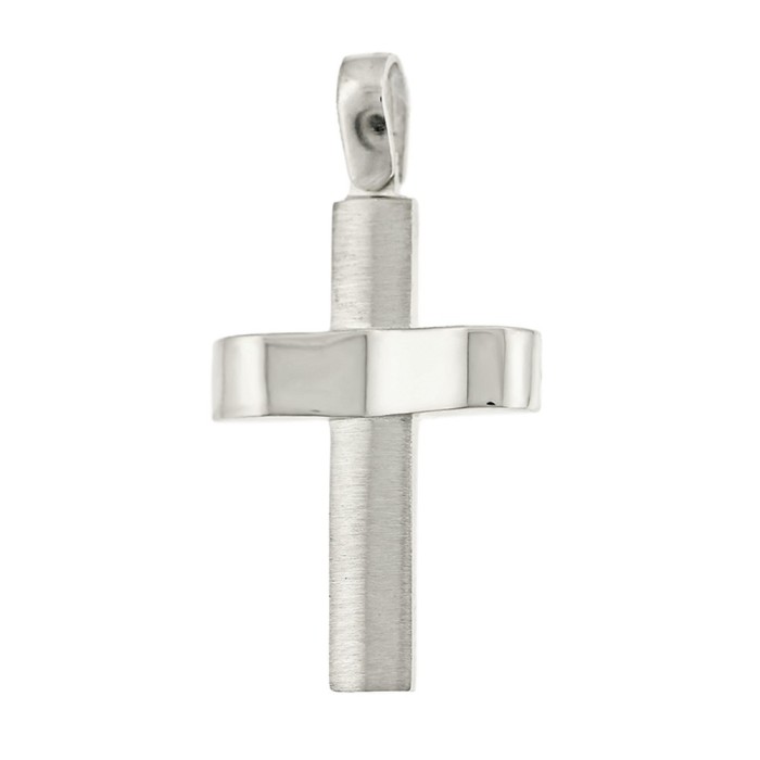 Λευκόχρυσος ανδρικός σταυρός 14Κ