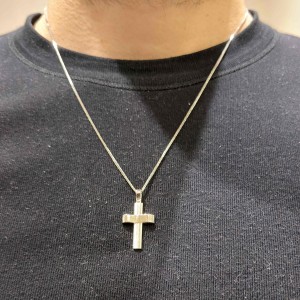 Λευκόχρυσος ανδρικός σταυρός 14Κ