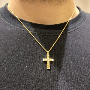 14K two-tone gold men’s cross