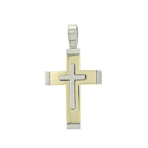 14K two-tone gold men’s cross