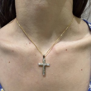 Χρυσός γυναικείος σταυρός 14Κ με ζιργκόν