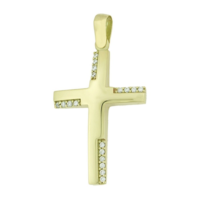 14K gold women’s cross with zircon stones