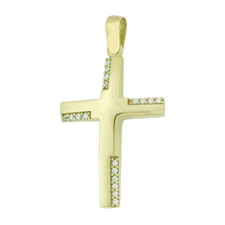 14K gold women’s cross with zircon stones