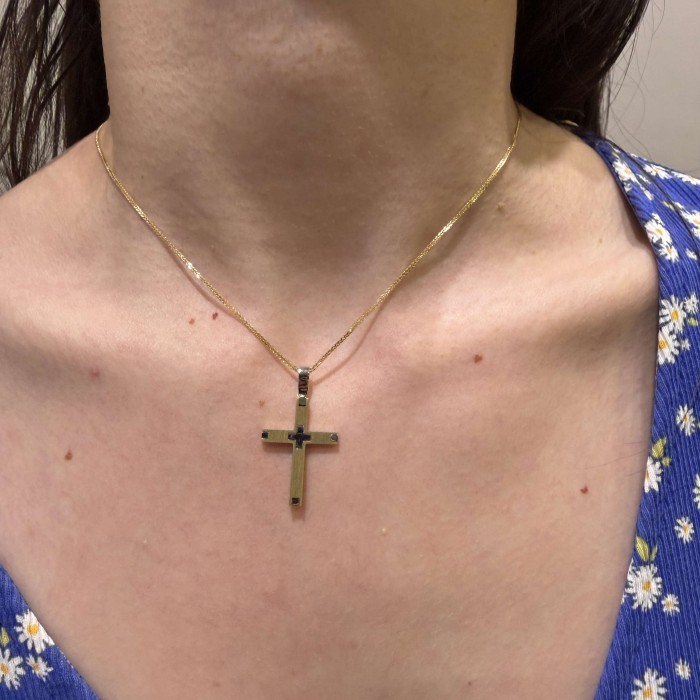 14K two-tone women’s gold cross