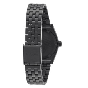 Ρολόι Nixon με μαύρο μπρασελέ και μαύρο καντράν με ροζ χρυσές λεπτομέρειες