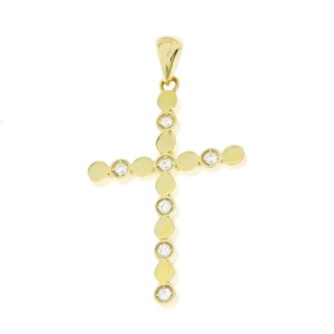 14K gold cross with zircon stones