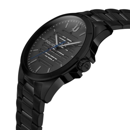 Police watch with black metal bracelet and dark grey dial