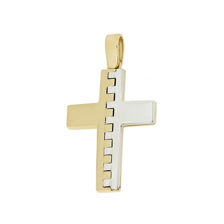 Δίχρωμος χρυσός γυναικείος σταυρός 14Κ
