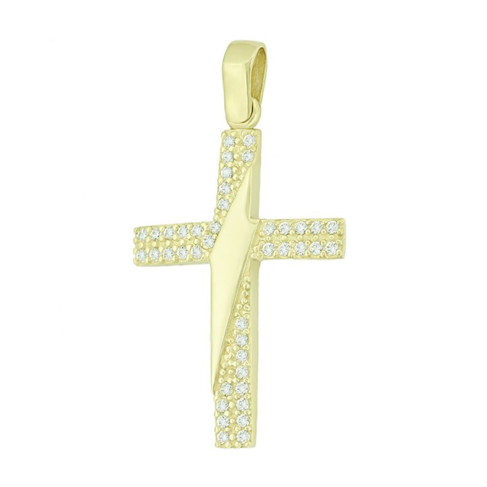 14K gold women’s cross with zircon stones