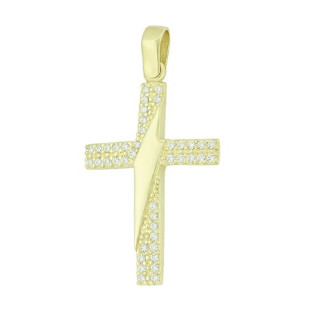 14K gold women’s cross with zircon stones
