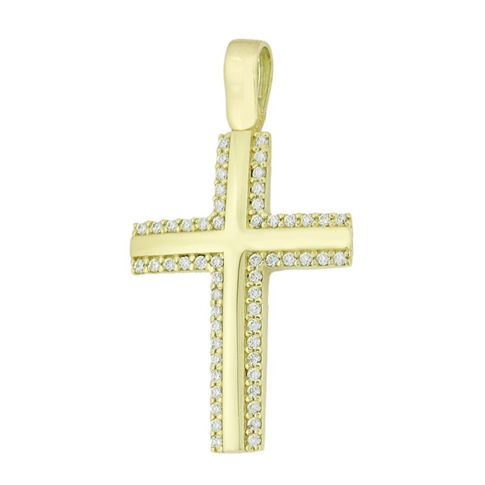 14K gold women’s cross with zircon stones