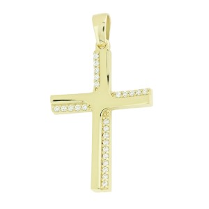 Χρυσός γυναικείος σταυρός 14Κ με ζιργκόν