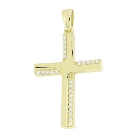 Χρυσός γυναικείος σταυρός 14Κ με ζιργκόν