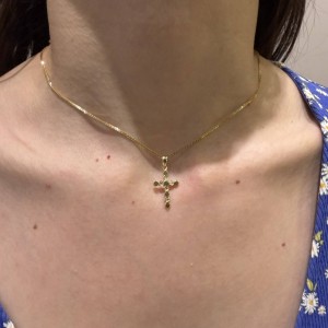 Χρυσός γυναικείος σταυρός 14Κ με ζιργκόν