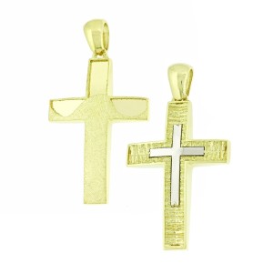 14K two-tone gold double-sided cross