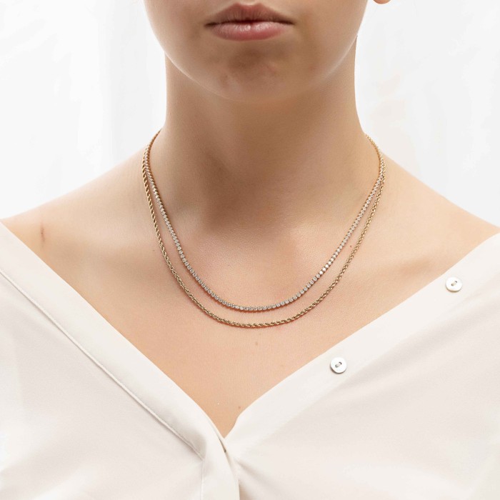 Χρυσό κολιέ 14Κ με πέτρες ζιργκόν