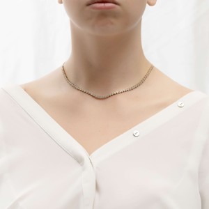 14K gold necklace with zircon stones