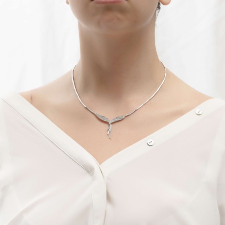 14K white gold necklace with zircon stones