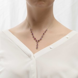 14K gold necklace with zircon stones