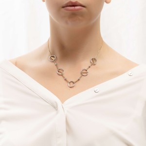 Δίχρωμο χρυσό γυναικείο κολιέ 14Κ