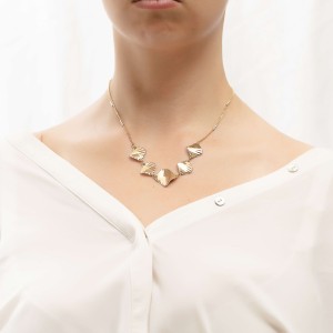 Δίχρωμο χρυσό γυναικείο κολιέ 14Κ