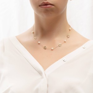 14K gold necklace with pearls