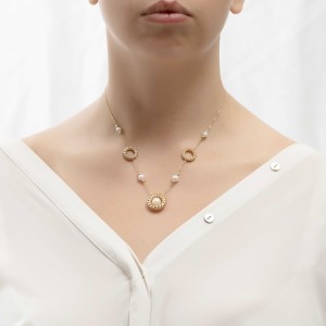 14K gold necklace with pearl