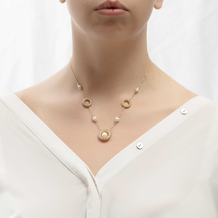 14K gold necklace with pearl