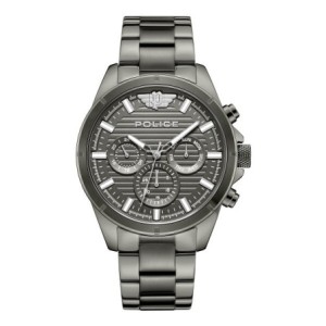 Police watch with silver bracelet and grey dial